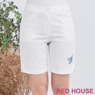 【RED HOUSE 蕾赫斯】蝴蝶貼布繡休閒短褲(白色)