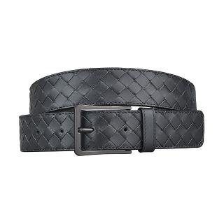 【bottega veneta 寶緹嘉】bv bottega veneta經典編織設計小牛皮扣式皮帶(水墨灰)