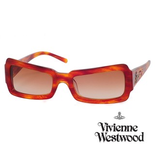 【Vivienne Westwood】英國精品時尚水鑽方框系列造型太陽眼鏡(VW59602-木紋紅)
