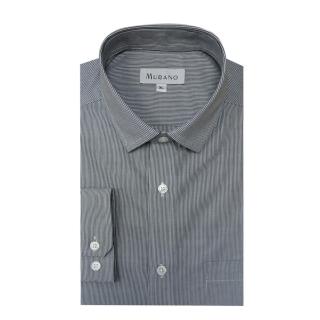 【MURANO】英倫個性長袖襯衫-灰底黑細條(台灣製、現貨、條紋)