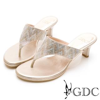 【GDC】水鑽民族風高雅訂製款設計感夾腳拖鞋-金色(913356)