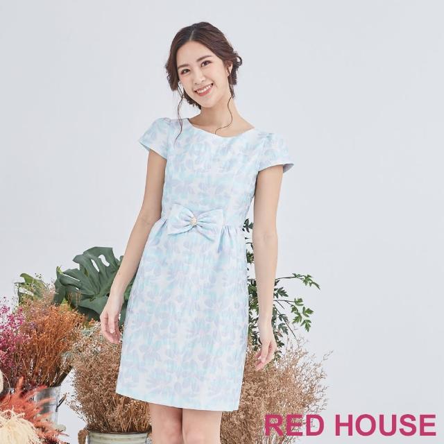 【RED HOUSE 蕾赫斯】花朵蝴蝶結洋裝(淺藍色)