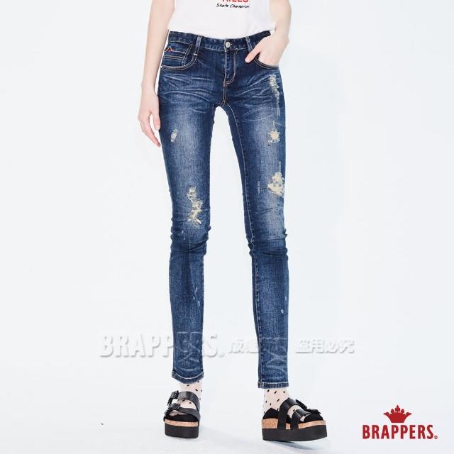 【BRAPPERS】女款 新美腳 ROYAL系列 彈性低腰窄管褲(中藍)