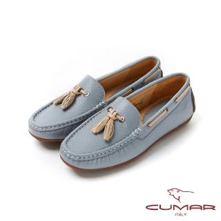 【CUMAR】悠遊輕井澤 - 簡約配色流蘇帆船鞋休閒鞋(藍灰色)