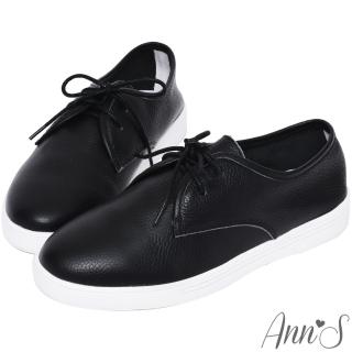 【Ann’S】第二代超軟真牛皮小清新附緞帶小白鞋(黑)