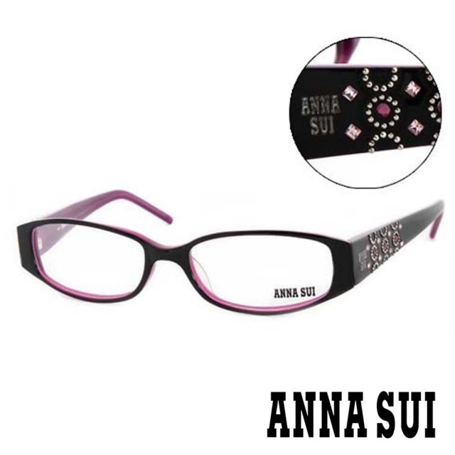 【ANNA SUI 安娜蘇】時尚拼貼鑽光學眼鏡-紫(AS10204)