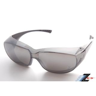 【Z-POLS】舒適PC防爆黑灰帥氣抗UV400包覆型太陽眼鏡(專業包覆設計 近視可直接包覆使用超方便)