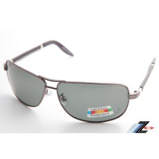 【Z-POLS】飛行員風格流行帥氣款 Polarized寶麗來偏光抗UV400太陽眼鏡(經典皮革設計款)