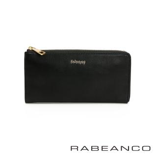 【RABEANCO】迷時尚系列L型拉鍊長夾(黑)