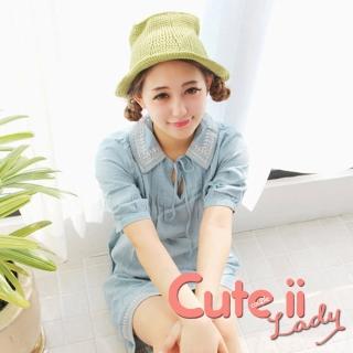 【Cute ii Lady】小清新捲邊網眼針織盆帽 毛線帽 遮陽帽(綠)
