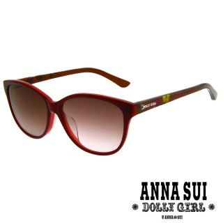 【ANNA SUI 安娜蘇】Dolly Girl系列日式壓花圖騰款造型太陽眼鏡(DG807-294-紅)