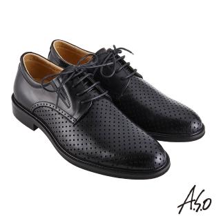 【A.S.O 阿瘦集團】職場通勤 職人通勤刷色沖孔德比紳士鞋(黑色)