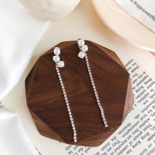 【梨花HaNA】韓國三顆珍珠水鑽耳線耳環