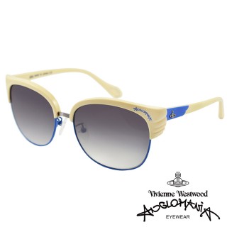 【Vivienne Westwood】ANGLO MANIA系列－英倫文青時尚太陽眼鏡(AN756-03－乳白)