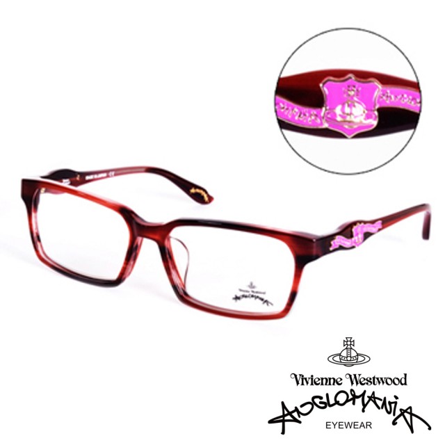 【Vivienne Westwood】ANGLO MANIA系列－英倫龐克徽章光學眼鏡(AN241-03－粉)