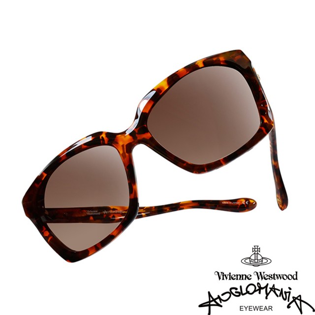 【Vivienne Westwood】ANGLO MANIA系列－英倫龐克經典LOGO太陽眼鏡(AN842-03－琥珀橘)
