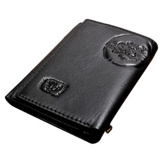 【H-CT】Wild Tribe系列顯卡式零錢包設計龍紋浮雕真皮口袋夾/黑(WT513BD)