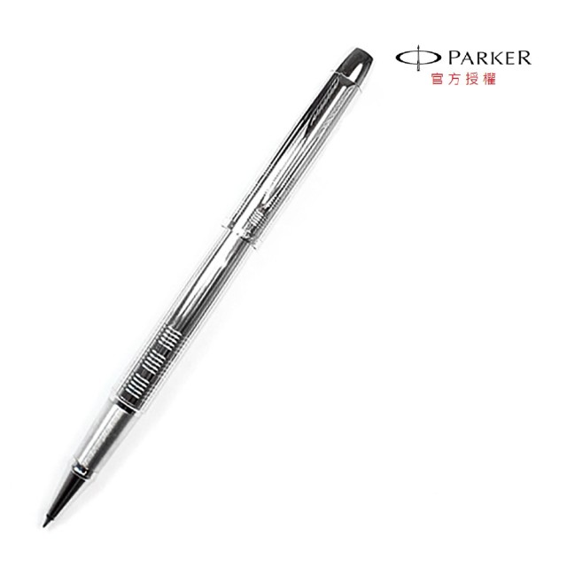 【PARKER】經典高級亮鉻格紋鋼珠筆