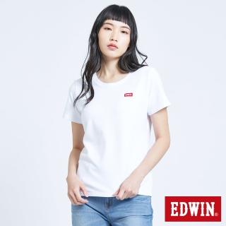 【EDWIN】女裝 第七代基本LOGO短袖T恤(白色)