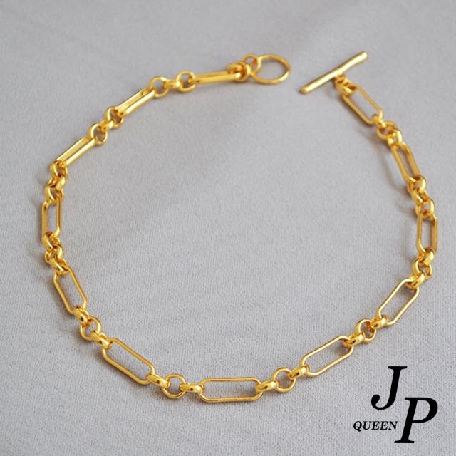 【Jpqueen】復古大金幣珍珠粗麻花OT扣鎖骨項鍊(4色可選)