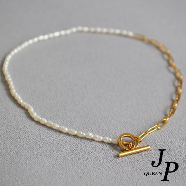 【Jpqueen】小米粒珍珠金色鍊OT扣簡約項鍊(金色)
