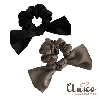 【UNICO】韓國優雅法式緞面蝴蝶結大腸髮圈(聖誕/髮飾)