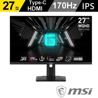 【MSI 微星】G274QPF 27型 IPS 2K 170Hz 電競螢幕(HDR 400/Adaptive-Sync/Type-C/TUV護眼)