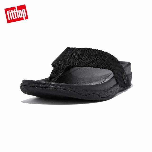 【FitFlop】SURFER TOE-THONGS織帶夾腳涼鞋-男(黑色)