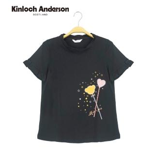 【Kinloch Anderson】短袖上衣 甜美小花領刺繡荷葉上衣 T恤 棉T KA108301020 金安德森女裝(黑色)