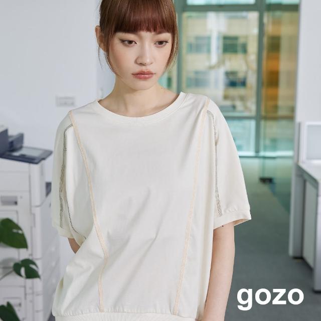 【gozo】配色爬線廓形連袖T恤(兩色)