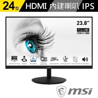 【MSI 微星】PRO MP243X 24型 IPS 100Hz 美型螢幕(內建喇叭/TUV護眼)