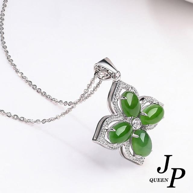 【Jpqueen】幸運十字葉和田玉中華風項鍊(綠色)