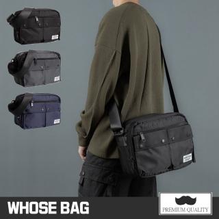 【WHOSE BAG】經典日系防水尼龍雙口袋雙層男側背包 NO.WBOM001(男斜背包 女側背包 女斜背包)