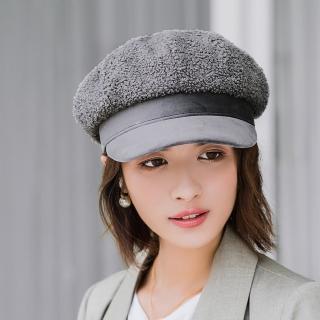 【Acorn 橡果】韓系復古毛尼鴨舌帽畫家帽貝蕾帽遮陽帽1705(灰色)