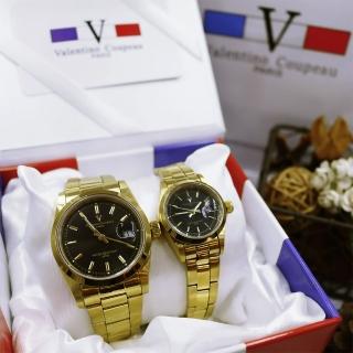【Valentino Coupeau】黑面金針簡約金帶不鏽鋼殼帶男女手錶-e(范倫鐵諾 古柏 VCC)