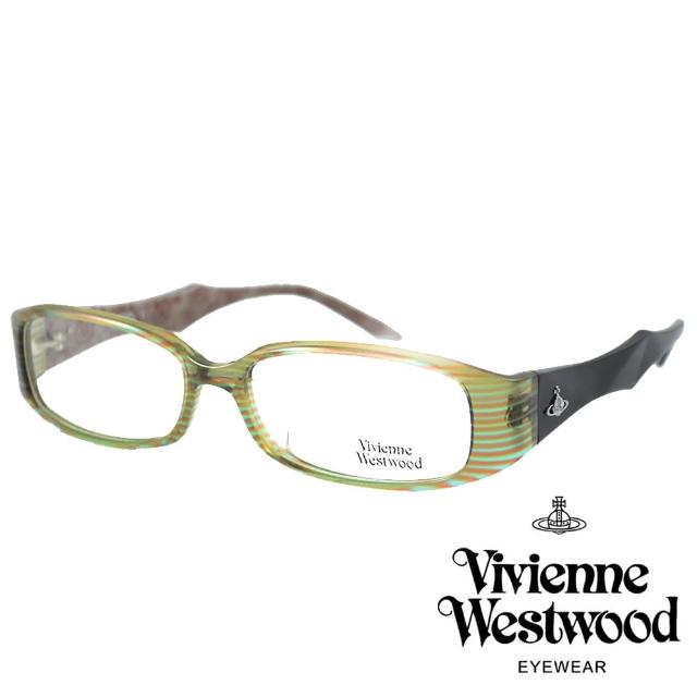 【Vivienne Westwood】英倫龐克風線條質感款光學眼鏡(黑/綠 VW223_03)