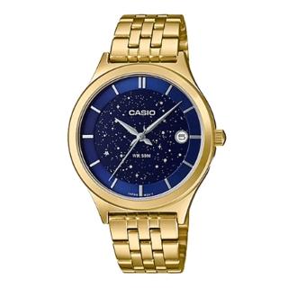 【CASIO 卡西歐】CASIO 簡約時尚指針女錶 不鏽鋼錶帶 星雲錶盤 防水50米(LTP-E141G-2A)