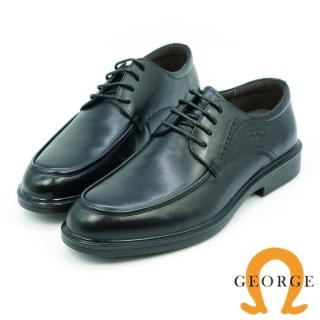 【GEORGE 喬治皮鞋】氣墊系列-牛皮圓頭立體寬楦紳士鞋-黑色715226IX-10