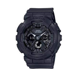 【CASIO 卡西歐】BABY-G 風格時尚雙顯女錶 樹脂錶帶 霧面黑 防水100米(BA-130-1A)