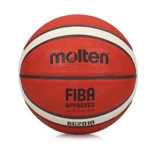 【MOLTEN】12片橡膠深溝籃球#6-訓練 6號球 戶外 室外 橘米白(B6G2010)