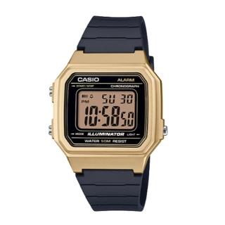 【CASIO 卡西歐】復古機能電子錶 橡膠錶帶 琥珀金 自動月曆 生活防水(W-217HM-9A)