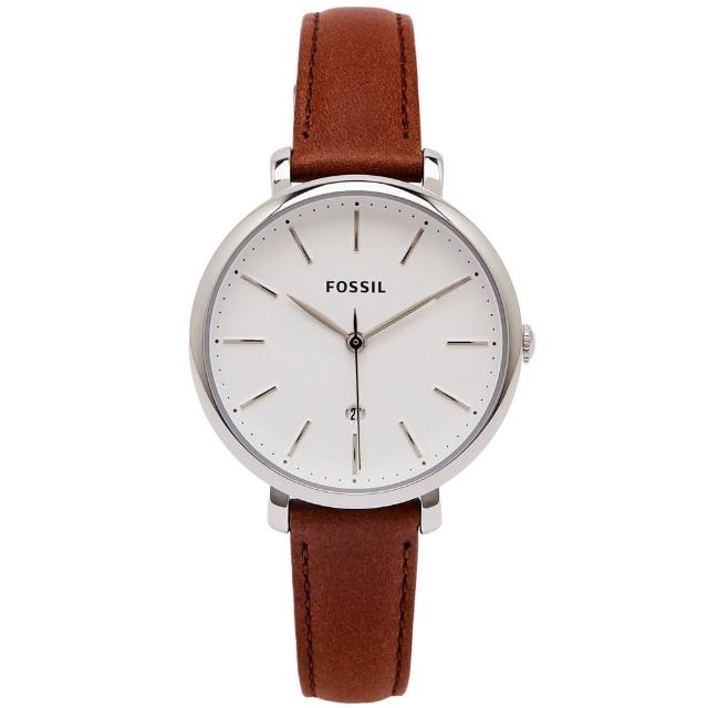 【FOSSIL】文青優雅皮革錶帶女性手錶-白面X咖啡色/36mm(ES4368)