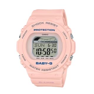 【CASIO 卡西歐】復古衝浪電子女錶 樹脂錶帶 紅鶴粉 潮汐圖 防水200米(BLX-570-4)