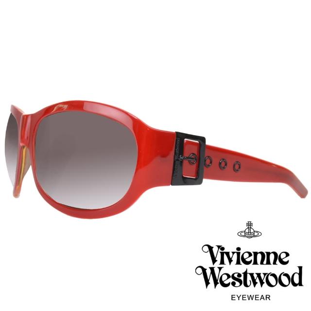 【Vivienne Westwood】時尚名媛扣環款太陽眼鏡(黑/紅 VW537_03)
