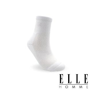 【ELLE HOMME】1/2氣墊舒適運動襪-白(運動襪/男襪/氣墊襪/慢跑襪)