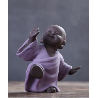 【原藝坊】紫砂陶瓷 歡欣鼓舞 小沙彌擺飾(歡 小和尚)