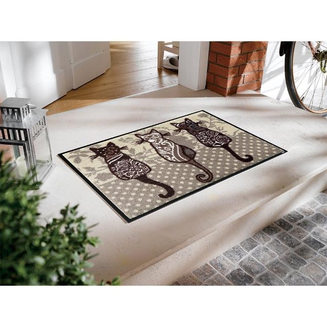 【Kleentex】Katzenbande Beige_Kleentex居家設計地墊地毯-50X75cm(可水洗、耐久、不易髒)