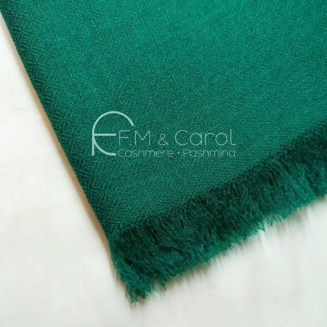 【F.M&Carol】披肩圍巾-絕色系列- 100%純喀什米爾羊絨披肩(森林綠)