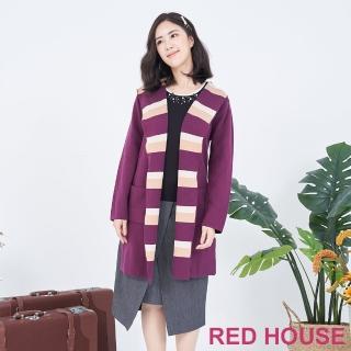 【RED HOUSE 蕾赫斯】雙面穿針織外套(紫色)