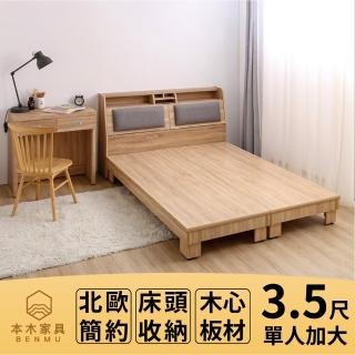 【本木】瑞亞 北歐舒適靠枕房間二件組 床頭+床架(單大3.5尺)